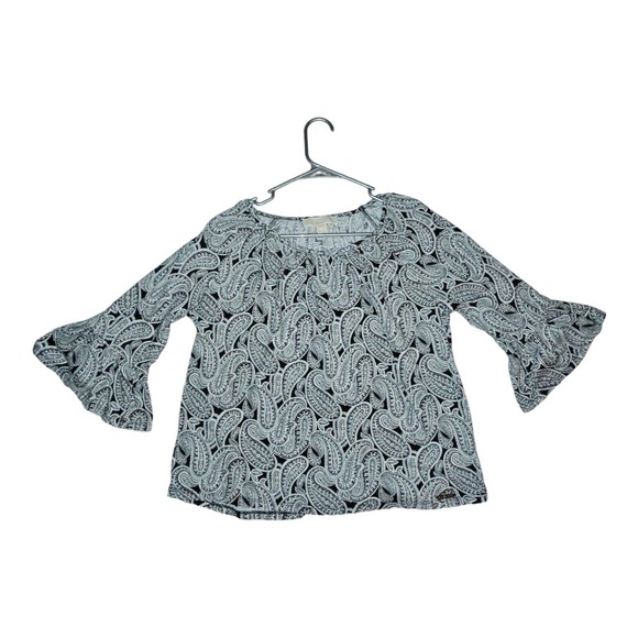 Michael Kors Blouse Women's Medium Paisley 3/4 Bell Sleeve Casual Work Wear - Picture 5 of 6